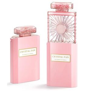 Rechargeable Matte Pink Portable Personal Fan With 3 Speeds Settings.